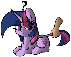 Size: 2005x1624 | Tagged: safe, artist:psicarii, twilight sparkle, human, g4, chest fluff, confused, frown, hand, looking back, lying, lying down, prone, question mark, tail pull, unamused
