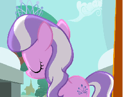 Size: 680x540 | Tagged: safe, screencap, diamond tiara, earth pony, pony, g4, ponyville confidential, animated, arrogant, brat, cropped, cute, diamondbetes, female, filly, foal, hair flip, jewelry, lidded eyes, open mouth, smiling, solo, tiara