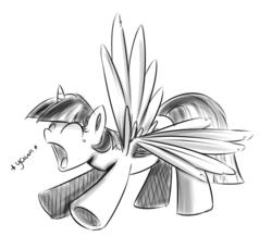 Size: 700x642 | Tagged: safe, artist:xioade, twilight sparkle, alicorn, pony, g4, female, mare, monochrome, sketch, solo, twilight sparkle (alicorn), yawn