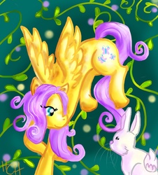 Size: 752x832 | Tagged: safe, artist:mirrankei, fluttershy, pegasus, pony, rabbit, g4, animal, female, mare