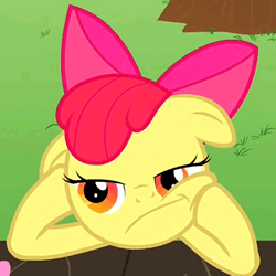 Size: 250x250 | Tagged: safe, screencap, apple bloom, earth pony, pony, g4, ponyville confidential, season 2, animated, cropped, faic, female, filly, gif, juxtaposition bait, meme, multi image animation, solo, thinking bloom