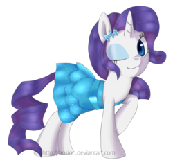 Size: 781x753 | Tagged: dead source, safe, artist:sion, rarity, g4, clothes, dress, equestria girls outfit, female, simple background, solo, transparent background, wink