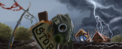 Size: 900x360 | Tagged: safe, artist:appleman86, gas mask, house, lightning, s.t.a.l.k.e.r.