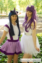 Size: 1153x1735 | Tagged: safe, rarity, twilight sparkle, human, g4, cosplay, irl, irl human, photo