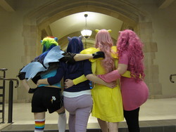 Size: 3648x2736 | Tagged: safe, artist:randomtues, fluttershy, pinkie pie, rainbow dash, twilight sparkle, human, g4, cosplay, irl, irl human, photo