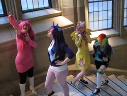 Size: 3648x2736 | Tagged: safe, artist:randomtues, fluttershy, pinkie pie, rainbow dash, twilight sparkle, human, g4, cosplay, irl, irl human, photo