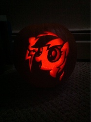 Size: 897x1200 | Tagged: safe, rainbow dash, g4, carving, halloween, holiday, jack-o-lantern, pumpkin