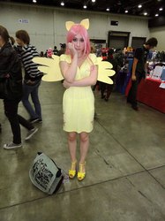 Size: 1030x1374 | Tagged: artist needed, safe, fluttershy, human, g4, cosplay, irl, irl human, mega man (series), photo, youmacon, youmacon 2012