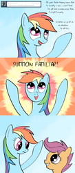 Size: 1200x2763 | Tagged: safe, artist:redesine, rainbow dash, scootaloo, ask applejack and rainbow dash, g4, ask, tumblr