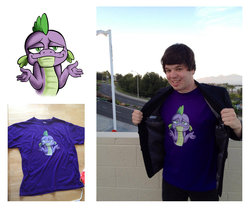 Size: 800x674 | Tagged: safe, artist:wolverfox, spike, .mov, g4, clothes, customized toy, irl, photo, shirt design, that's spike