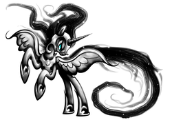 Size: 1754x1240 | Tagged: safe, artist:rambopvp, nightmare moon, g4, female, grayscale, monochrome, solo