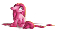 Size: 1280x683 | Tagged: safe, artist:askpopcorn, pinkie pie, g4, party of one, female, invitation, letter, pinkamena diane pie, scene interpretation, solo