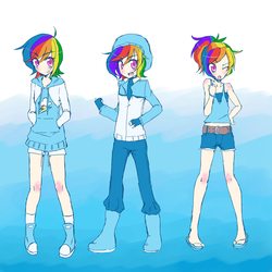 Size: 2500x2500 | Tagged: safe, artist:applestems, rainbow dash, human, g4, clothes, converse, hoodie, humanized, ponytail, shoes