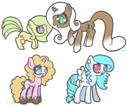 Size: 1316x1102 | Tagged: safe, artist:freakization, oc, oc only, oc:coco heart, oc:kateline, oc:katherine, oc:twinkle, earth pony, pegasus, pony, unicorn, commission, simple background, transparent background