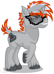 Size: 764x1030 | Tagged: safe, artist:freakization, oc, oc only, oc:chip wire, pony, unicorn, commission, glasses, multicolored mane, multicolored tail, simple background, solo, spiky mane, spiky tail, tail, transparent background