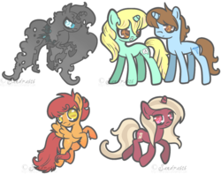 Size: 1393x1097 | Tagged: safe, artist:freakization, oc, oc only, oc:dr. gallopey, oc:fanta fizzles, oc:furya, oc:parchment heart, oc:sweet talker, alicorn, changeling, pegasus, pony, unicorn, commission, simple background, transparent background, vector, watermark