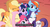 Size: 572x307 | Tagged: safe, screencap, applejack, fluttershy, pinkie pie, rainbow dash, rarity, twilight sparkle, g4, my little pony: friendship is magic, the ticket master, ei, female, happy, hub logo, hubble, mane six, meme, north carolina, north dakota, ohio, states, the hub, united states, youtube caption