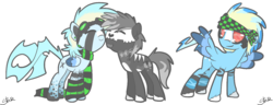 Size: 1418x543 | Tagged: safe, artist:sandra626, oc, oc only, earth pony, pegasus, pony, commission, jib, voltage-x, voltaire