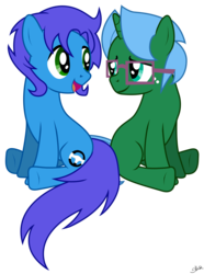 Size: 2300x3090 | Tagged: safe, artist:sandra626, oc, oc only, earth pony, pony, unicorn, blue blitz, commission, digi tech