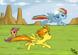 Size: 1580x1120 | Tagged: safe, artist:brainsucks, rainbow dash, scootaloo, spitfire, g4