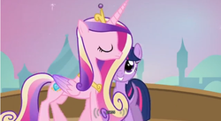 Size: 641x350 | Tagged: safe, screencap, princess cadance, twilight sparkle, g4, captain obvious, meme, youtube caption