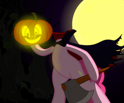 Size: 1200x1000 | Tagged: safe, artist:ponyecho, pinkie pie, headless horse, pony, g4, axe, bipedal, female, halloween, headless, holiday, jack-o-lantern, nightmare night, pumpkin, show accurate, solo, textless