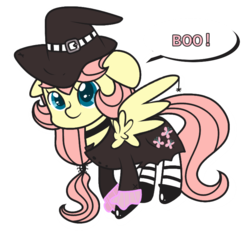 Size: 742x690 | Tagged: dead source, safe, artist:suzuii, fluttershy, g4, clothes, costume, female, solo, witch