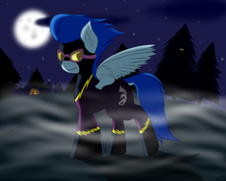 Size: 1800x1440 | Tagged: safe, artist:ookamithewolf1, nightshade, pegasus, pony, g4, female, halloween, mare, moon, night, pumpkin, shadowbolts, solo