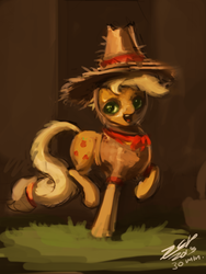 Size: 676x900 | Tagged: safe, artist:assasinmonkey, applejack, earth pony, pony, g4, clothes, costume, female, mare, prancing, solo