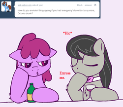 Size: 782x678 | Tagged: safe, artist:skoon, berry punch, berryshine, octavia melody, ask berry punch, g4, ask, drunk, tumblr