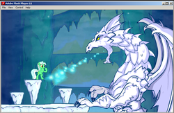 Size: 809x528 | Tagged: safe, artist:marcusmaximus, lyra heartstrings, minuette, dragon, minty fresh adventure, g4, demo, dungeons and dragons, fan game, game, game screencap, ice dragon, mlpchan, pony platforming project, screenshots, white dragon