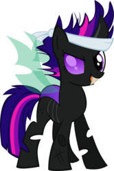 Size: 739x1110 | Tagged: safe, artist:itoruna-the-platypus, twilight sparkle, changeling, g4, changelingified, female, future twilight, purple changeling, simple background, solo, species swap, transparent background, twiling, vector