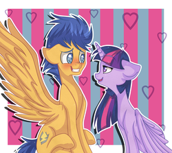 Size: 2800x2500 | Tagged: safe, artist:pastelflakes, flash sentry, twilight sparkle, alicorn, pony, g4, backwards cutie mark, blushing, female, male, mare, ship:flashlight, shipping, straight, twilight sparkle (alicorn)