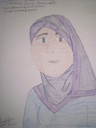 Size: 900x1200 | Tagged: safe, artist:supergeek17, princess luna, human, g4, female, hijab, humanized, islam, solo, traditional art