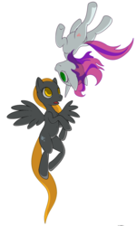 Size: 2300x3800 | Tagged: safe, artist:darkdoomer, derpy hooves, sweetie belle, pegasus, pony, g4, butt, female, hyperspace, mare, minimalist, ms paint, plot