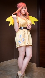 Size: 519x900 | Tagged: safe, artist:solo-dono, fluttershy, human, g4, cosplay, hippieshy, irl, irl human, photo, solo