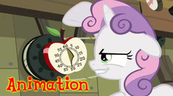 Size: 300x168 | Tagged: safe, artist:bb-k, sweetie belle, g4, animated at source, apple timer, female, flash, solo, timer