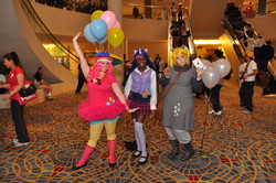 Size: 4288x2848 | Tagged: safe, derpy hooves, pinkie pie, twilight sparkle, human, g4, balloon, cosplay, irl, irl human, photo