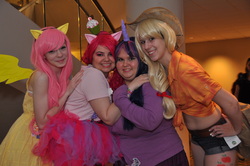 Size: 4288x2848 | Tagged: safe, applejack, fluttershy, pinkie pie, twilight sparkle, human, g4, cosplay, irl, irl human, photo