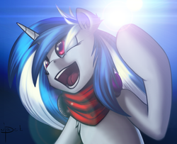 Size: 984x800 | Tagged: safe, artist:jackpax, dj pon-3, vinyl scratch, g4, bloom, female, headphones, solo