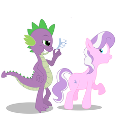 Size: 750x750 | Tagged: safe, artist:philith, diamond tiara, spike, g4, eating