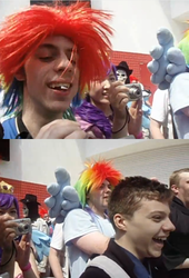 Size: 640x940 | Tagged: safe, artist:tomjmoss, rainbow dash, ghost, human, g4, brony, clothes, cosplay, costume, irl, irl human, london mcm expo, photo, textless, the man they call ghost, true capitalist radio