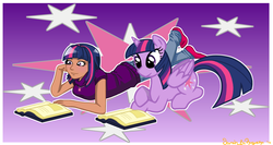 Size: 2250x1200 | Tagged: safe, artist:silver-fox17, twilight sparkle, human, g4, book, dark skin, human ponidox, humanized, necklace, reading, twilight sparkle (alicorn)