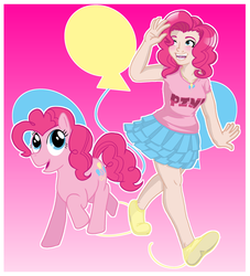 Size: 1631x1799 | Tagged: safe, artist:silver-fox17, pinkie pie, human, g4, clothes, human ponidox, humanized, skirt