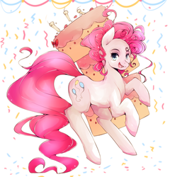 Size: 1555x1621 | Tagged: dead source, safe, artist:inkytophat, pinkie pie, earth pony, pony, g4, cake, female, solo