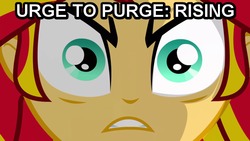 Size: 640x360 | Tagged: safe, sunset shimmer, equestria girls, g4, angry, caption, female, image macro, reaction image, solo