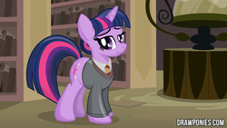 Size: 1920x1080 | Tagged: safe, artist:drawponies, twilight sparkle, g4, clothes, female, harry potter (series), hermione granger, necktie, parody, school uniform, shirt, solo, uniform