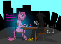 Size: 1249x908 | Tagged: safe, artist:fluffsplosion, fluffy pony, anthro, anthro fluffy, grim reaper, yahtzee (game)