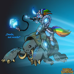 Size: 894x894 | Tagged: safe, artist:annacurser, rainbow dash, tank, g4, crossover, league of legends, sejuani