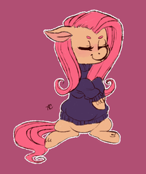 Size: 1784x2123 | Tagged: safe, artist:comikazia, fluttershy, g4, bottomless, clothes, cute, eyes closed, female, partial nudity, shyabetes, solo, sweater, sweatershy